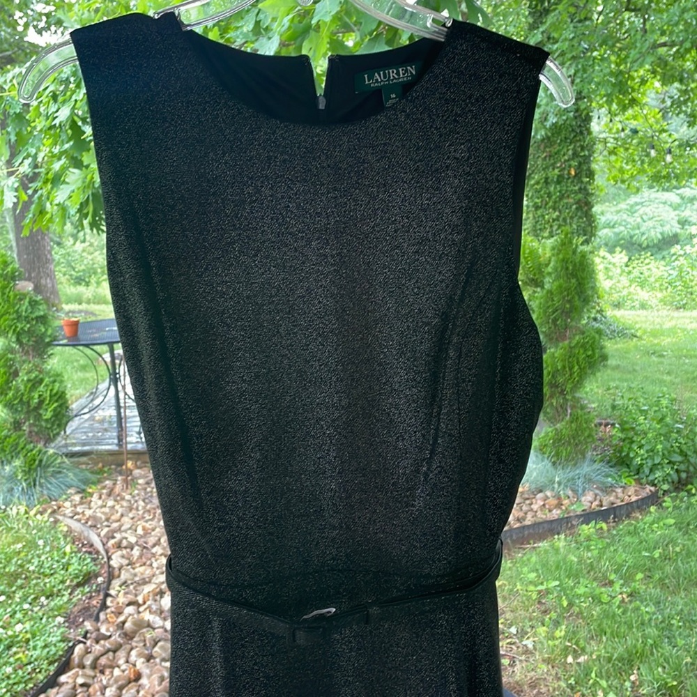 Lauren Ralph Lauren black shimmery dress with matching belt